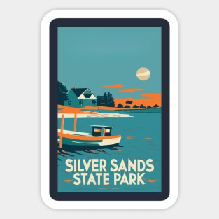 A Vintage Travel Art of the Silver Sands State Park - Connecticut - US Sticker